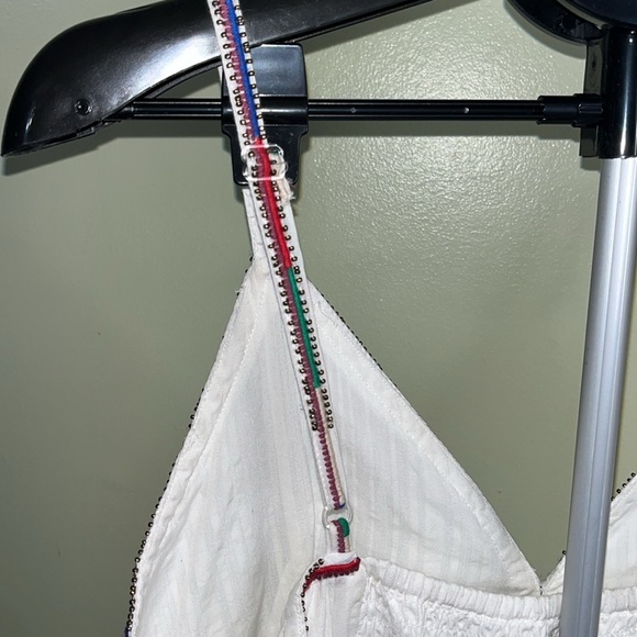 Caroline Constas White  Cotton Spaghetti Beaded Straps Embroidered  Midi Dress - Picture 6 of 16